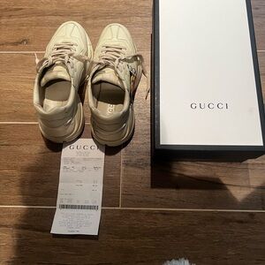 Gucci Cream/Tan Rhyton Leather Athletic Sneakers
